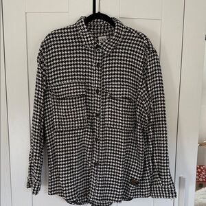 Zara Men's Black and White Checkered Shirt